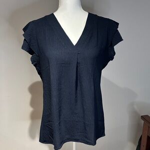 Elegant Blue Ruffle Sleeve Top